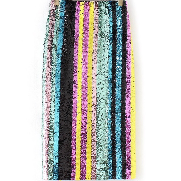 **LAST ONE SIZE SMALL** Sequin Stripe Skirt - Picture 4 of 7